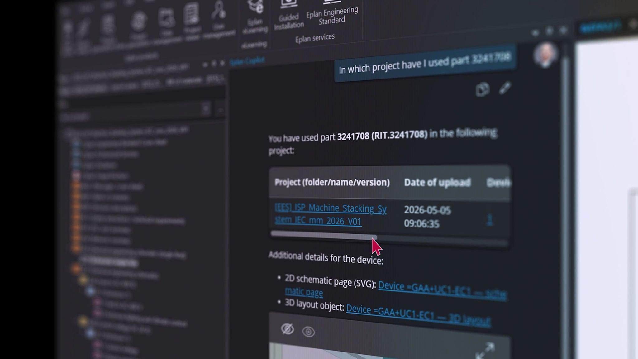 Eplan Copilot directly integrated into the software