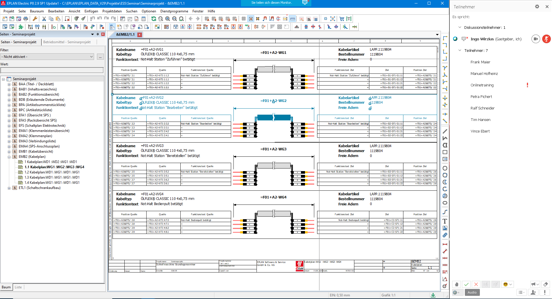 Trainingsübersicht Eplan