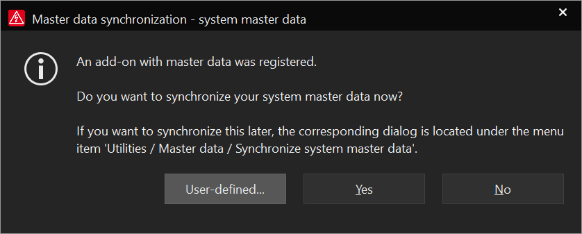 Dialog Master data synchronization - system master data