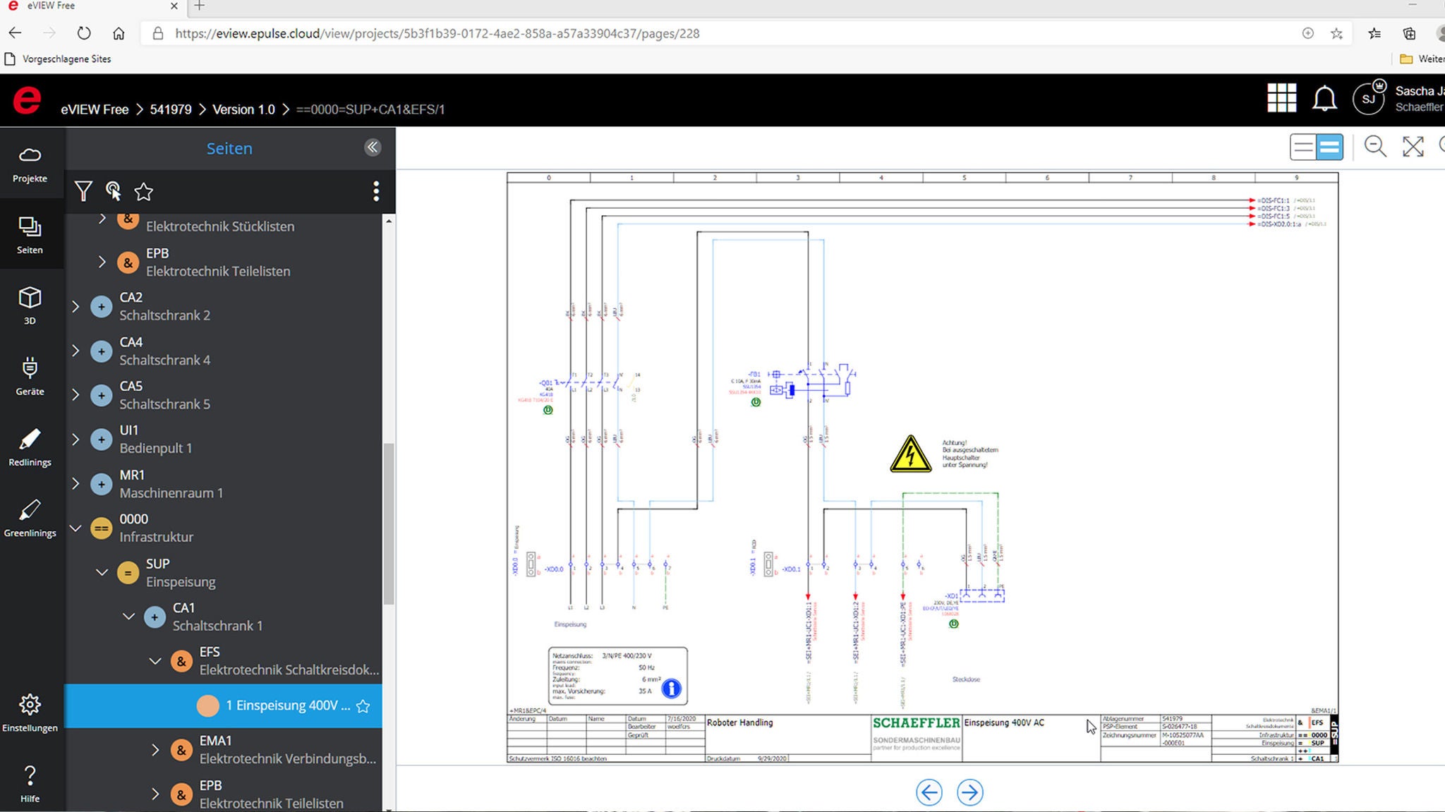 Eplan eView Oberfläche untstützt bei der Inbetriebnahme