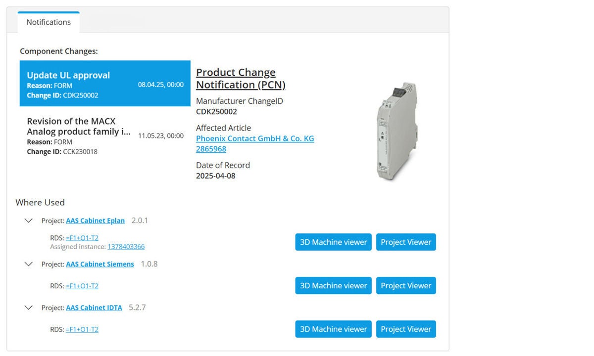 product change notification from Phoenix Contact
