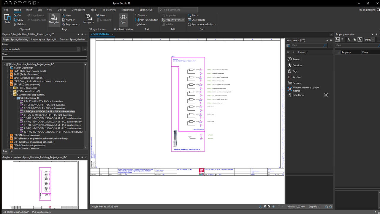 SPS-Anschlussplan in elektrischen Schaltplan integriert