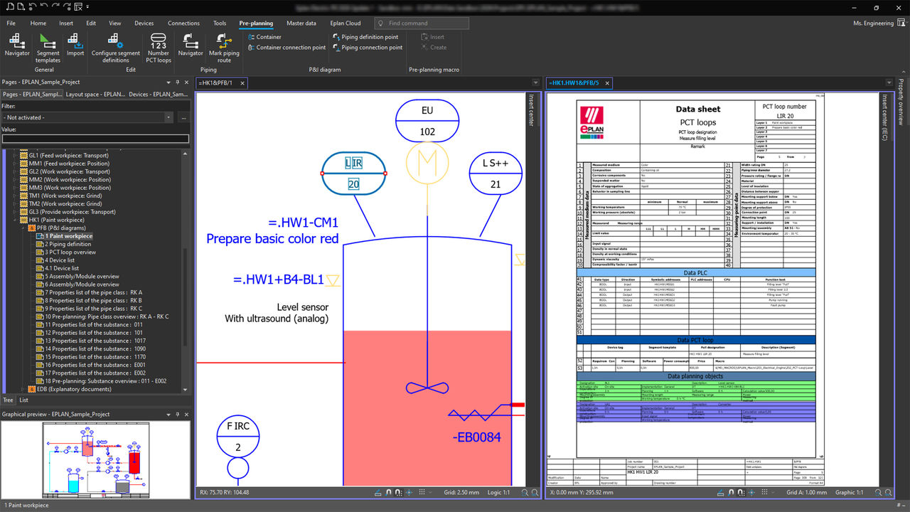 Eplan Preplanning: Gegevensblad