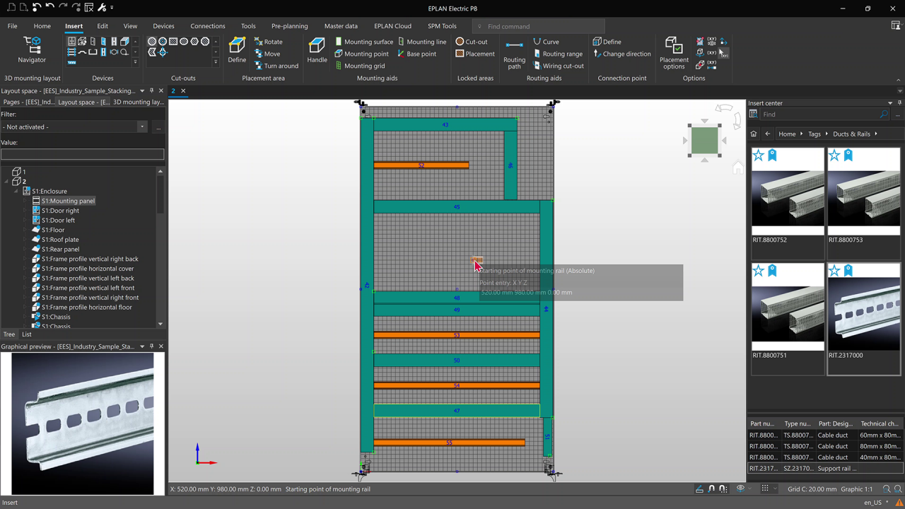 Mechanische montageplaatlayout