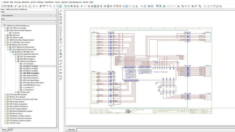 Os desenhos ECAD gerados no Eplan são muito detalhados - aqui o extrato de uma página esquemática da unidade. (Copyright / Crédito: DSI)