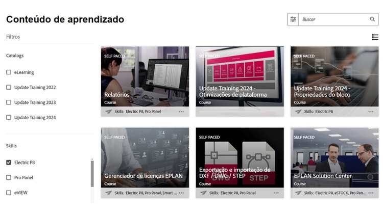 Diversos módulos disponíveis em diferentes idiomas no Eplan Cloud