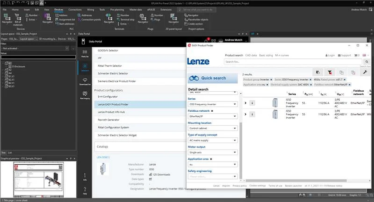 Usando configuradores como o Lenze Easy Product Finder, os usuários do portal podem encontrar um dispositivo adequado da série i550 em apenas algumas etapas.