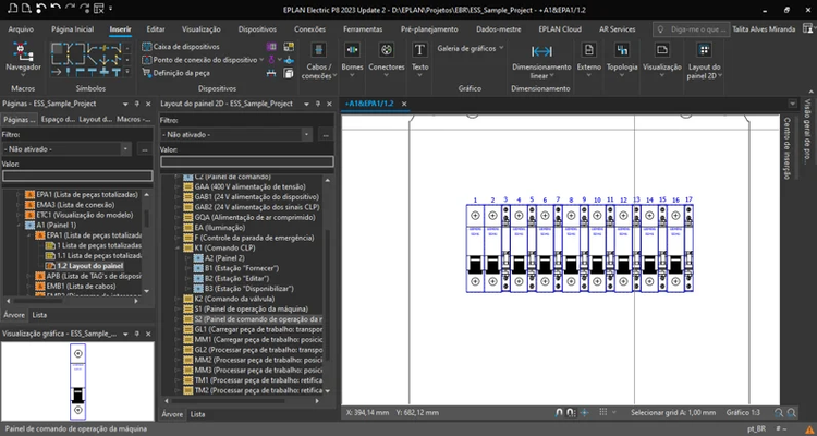 Dispositivos posicionados em um layout 2D