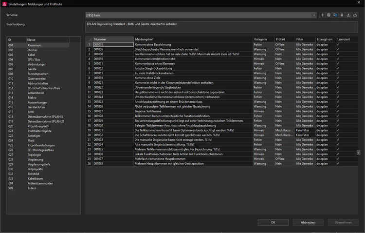 Tipo de mensagens Eplan
