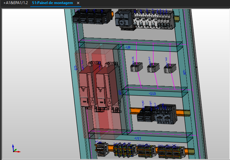 Visualização de espaços de montagem e de furação da placa
