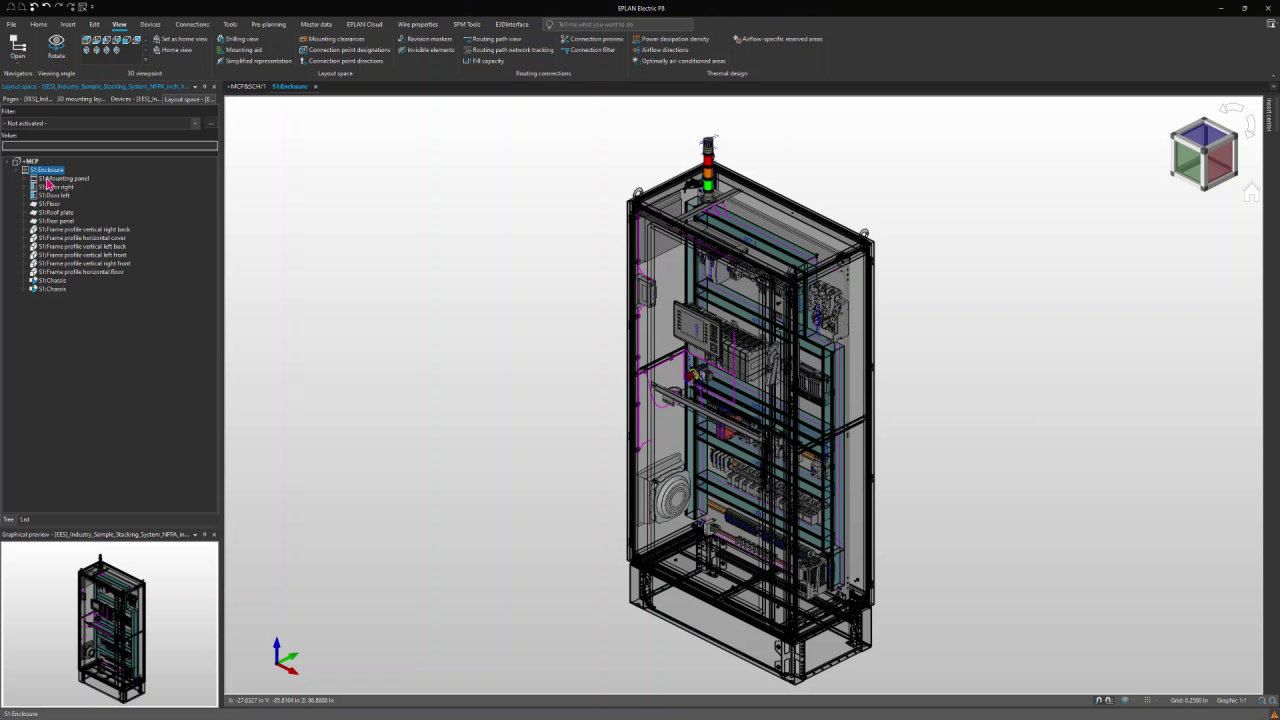 Plan d’armoire électrique en 3D comme jumeau numérique