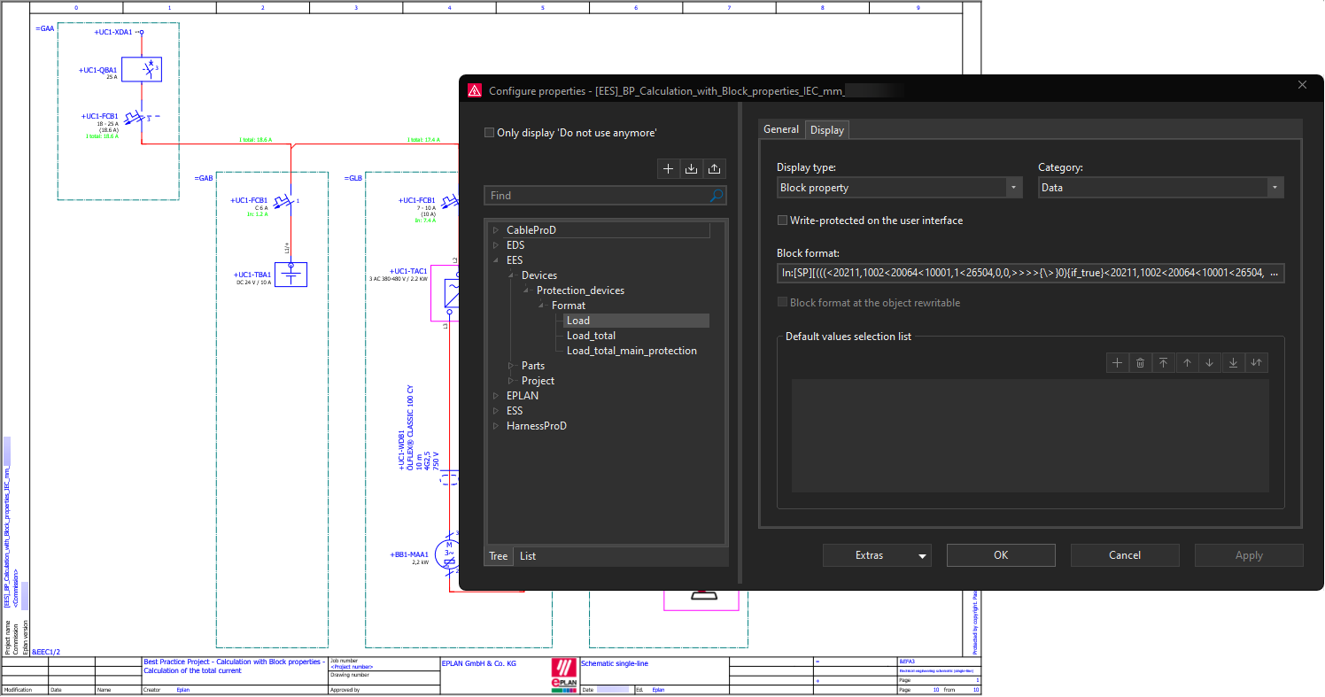 Calculation with block properties