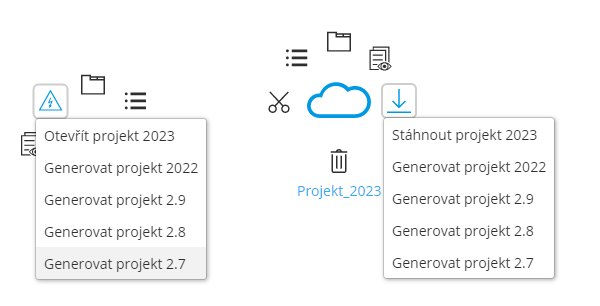eManage generovani projektu starsi verze 1