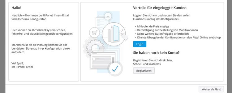 Rittal RiPanel Welcome Screen