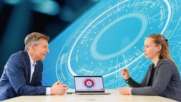 Achim Potthoff, Director Business Development bei Eplan und Lara Bemetz, Cideon Head of Portfolio Management