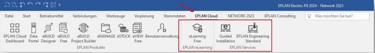 Screenshot Eplan Ribbonbar Reiter Eplan Cloud