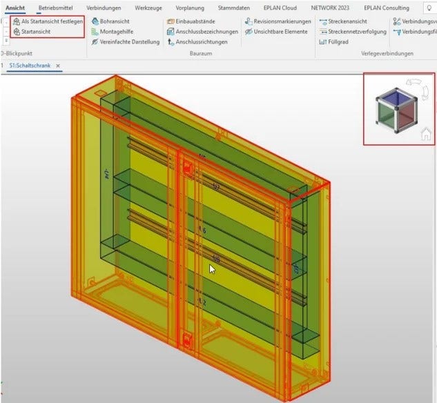 Screenshot Einstellungen Standard-Ansicht Bauraum Eplan Pro Panel