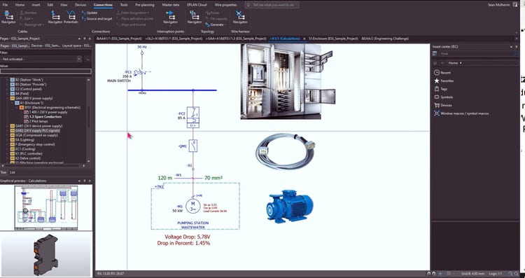 Screenshot Berechnungen in Eplan