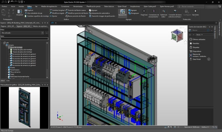 foto secundaria como optimizar el diseno electrico 3D en eplan pro panel soluciones a errores de enrutado y gestion de llenado
