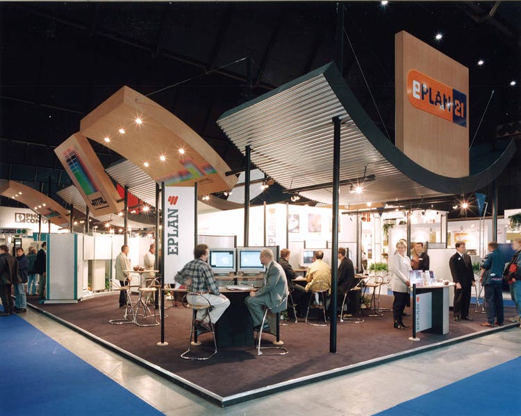 Foto van de Eplan stand op de Elektrotechniekbeurs in de jaren 80/90.