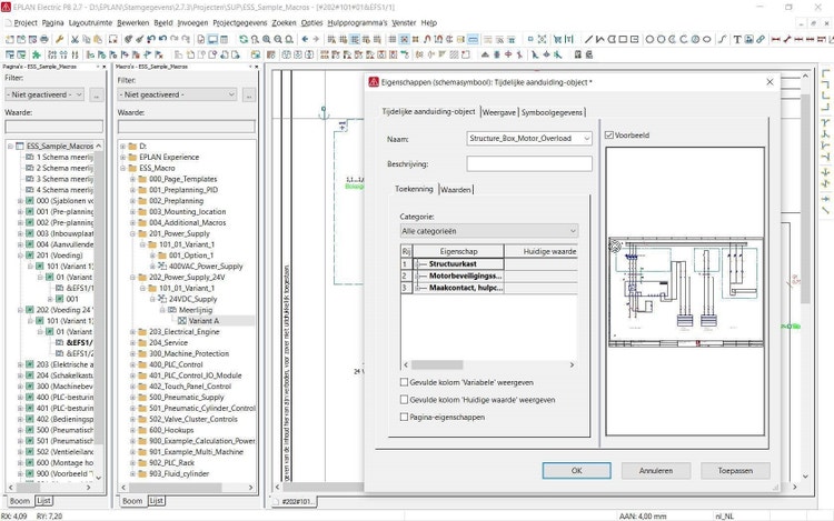 Screenshot van een Eplan schema