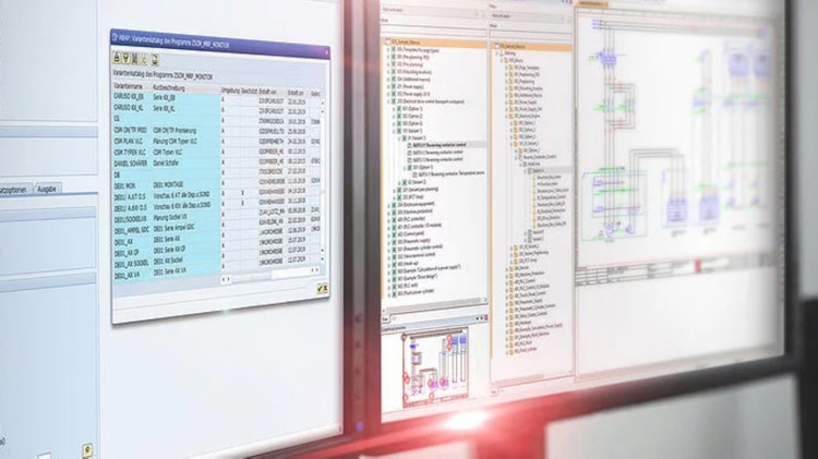 Eplan software op beeldscherm met PLM systeem integratie